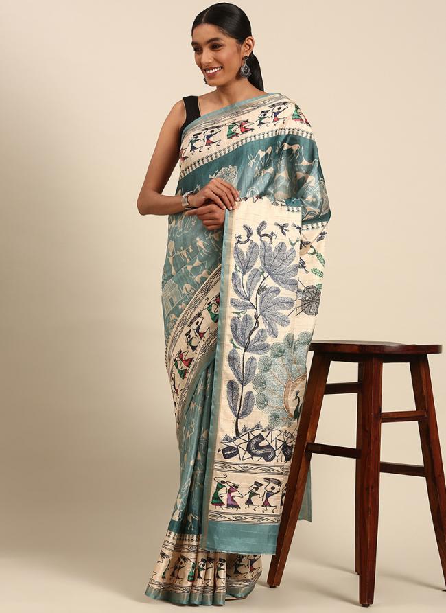 Cotton Sky Blue Casual Wear Weaving  Saree